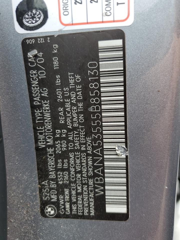 WBANA53555B858130 2005 BMW 525 I
