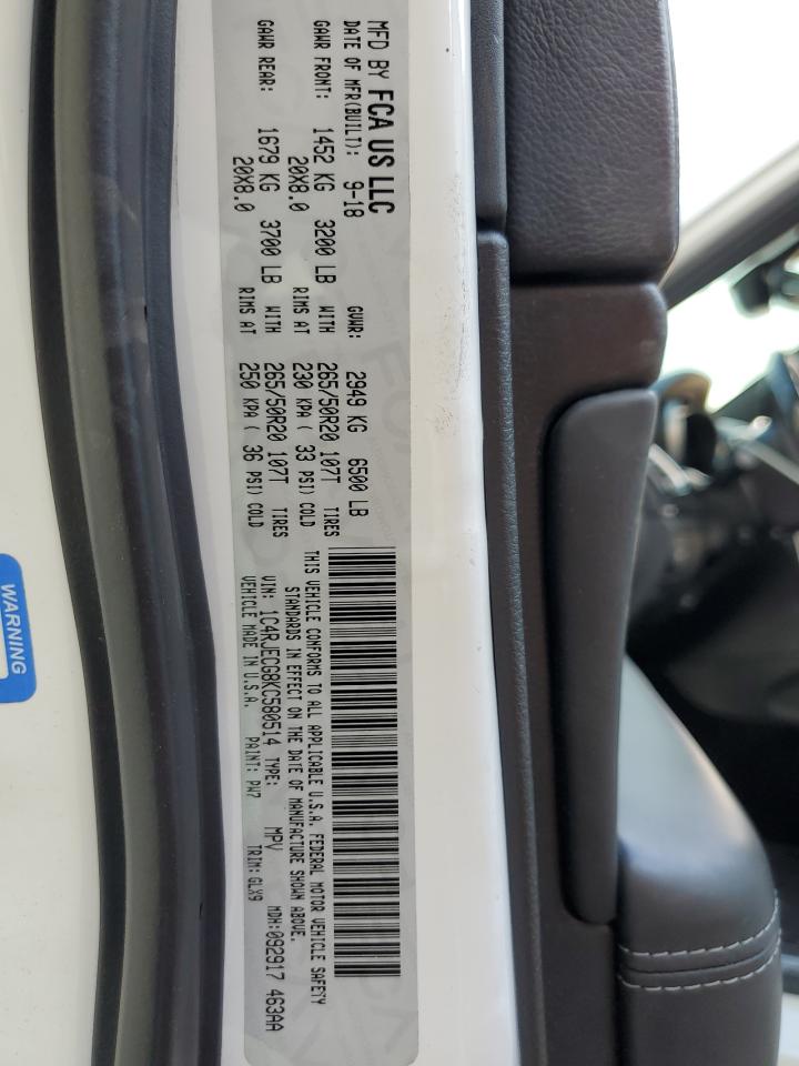 1C4RJECG8KC580514 2019 Jeep Grand Cherokee Overland