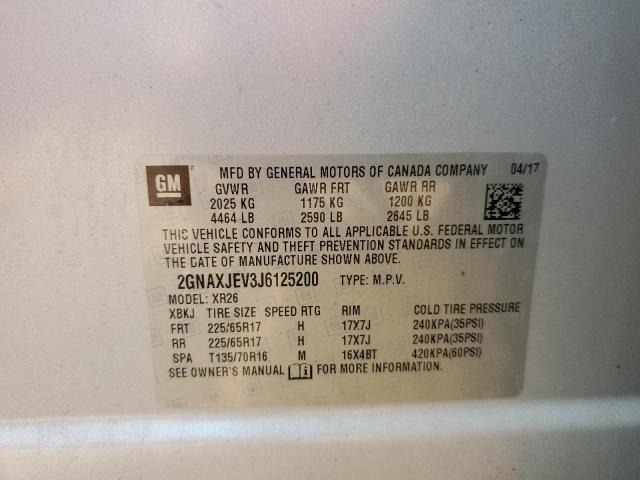 2018 Chevrolet Equinox Lt VIN: 2GNAXJEV3J6125200 Lot: 61568314