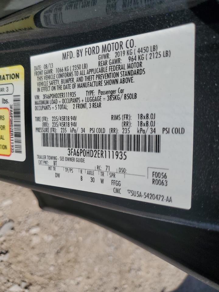 3FA6P0HD2ER111935 2014 Ford Fusion Se