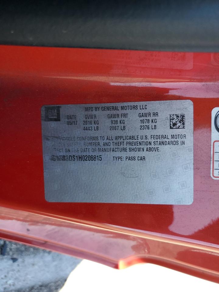 1G1FB3DS1H0208815 2017 Chevrolet Camaro Lt