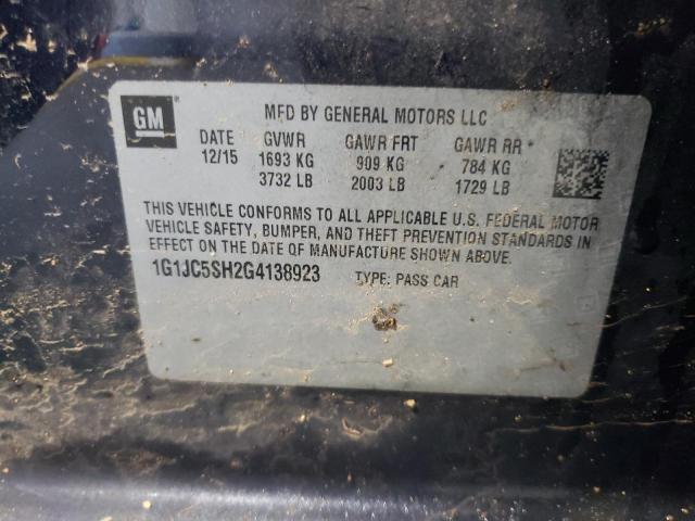 2016 CHEVROLET SONIC LT - 1G1JC5SH2G4138923