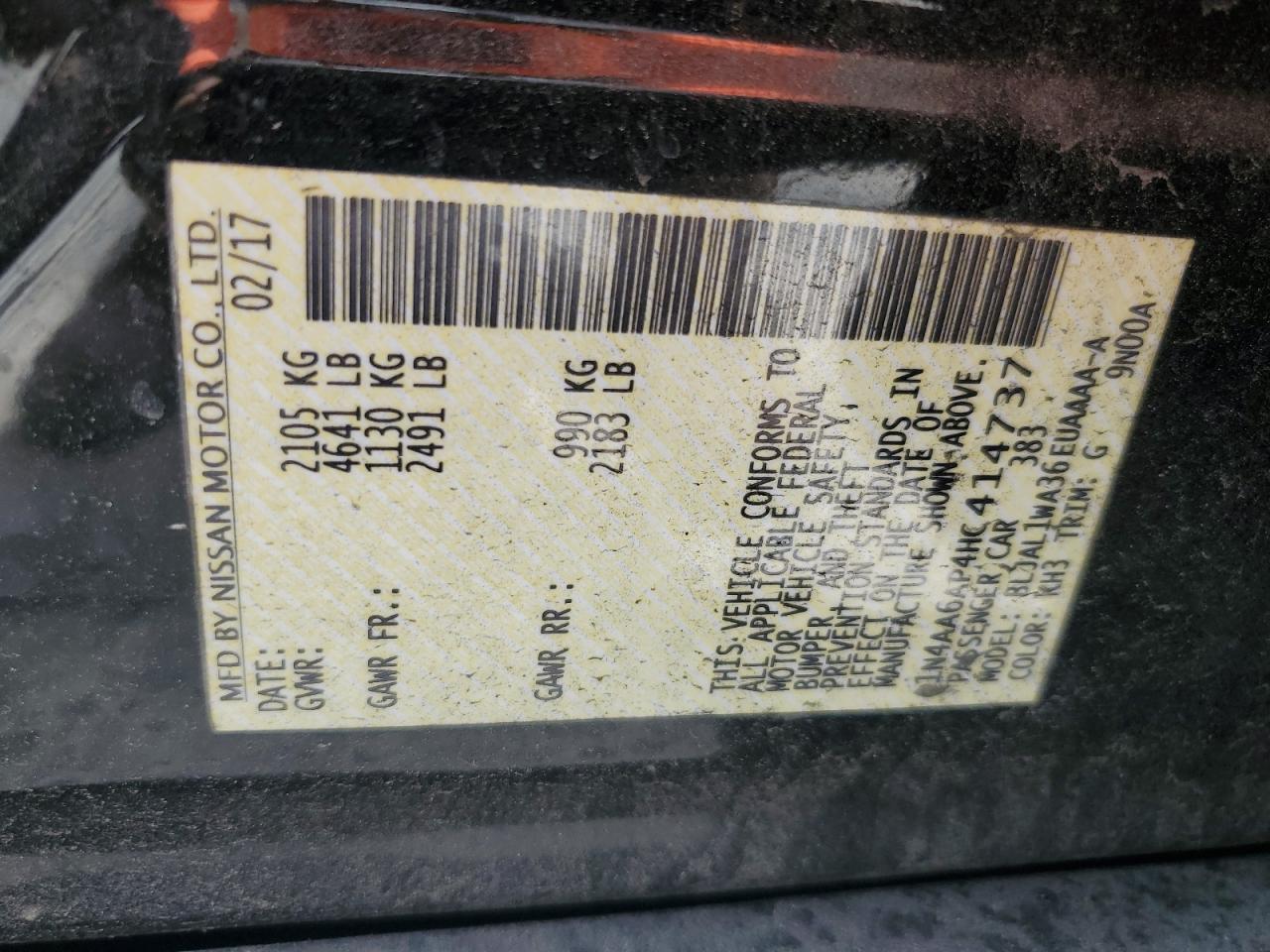 1N4AA6AP4HC414737 2017 Nissan Maxima 3.5S