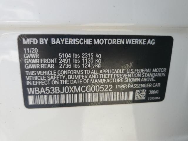 WBA53BJ0XMCG00522 2021 BMW 540 I