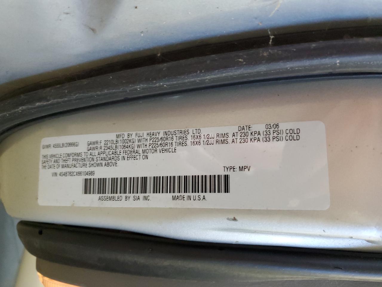 4S4BT62CX66104989 2006 Subaru Baja Sport