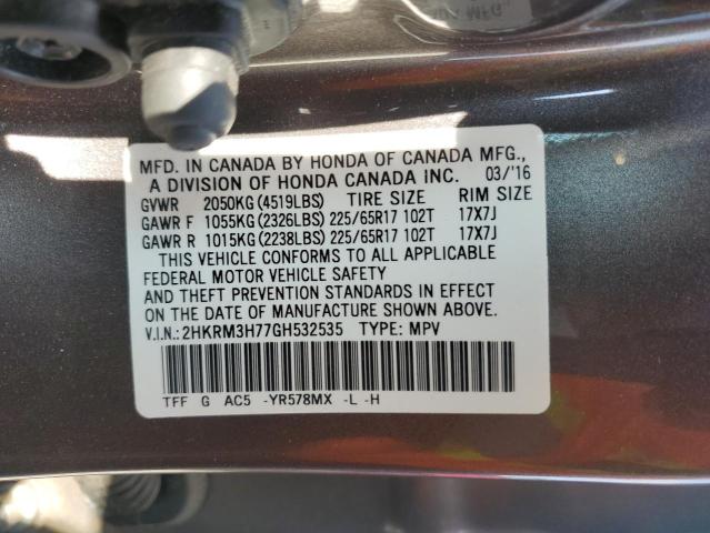 2016 HONDA CR-V EXL - 2HKRM3H77GH532535