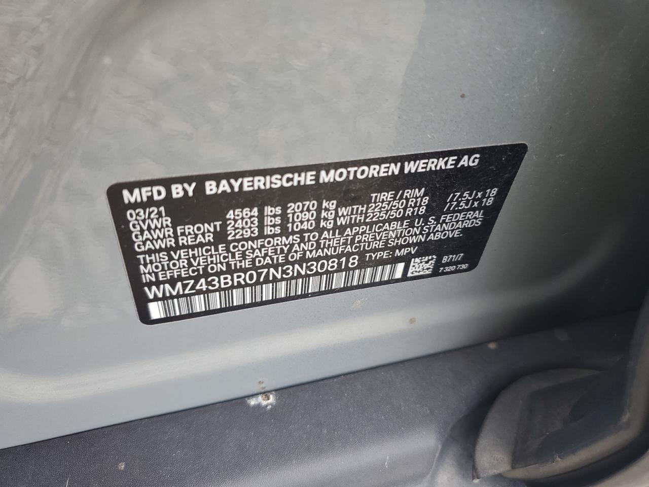 WMZ43BR07N3N30818 2022 Mini Cooper Countryman All4