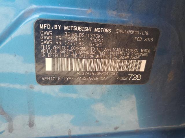 VIN ML32A3HJ6FH045087 2015 Mitsubishi Mirage, DE no.12