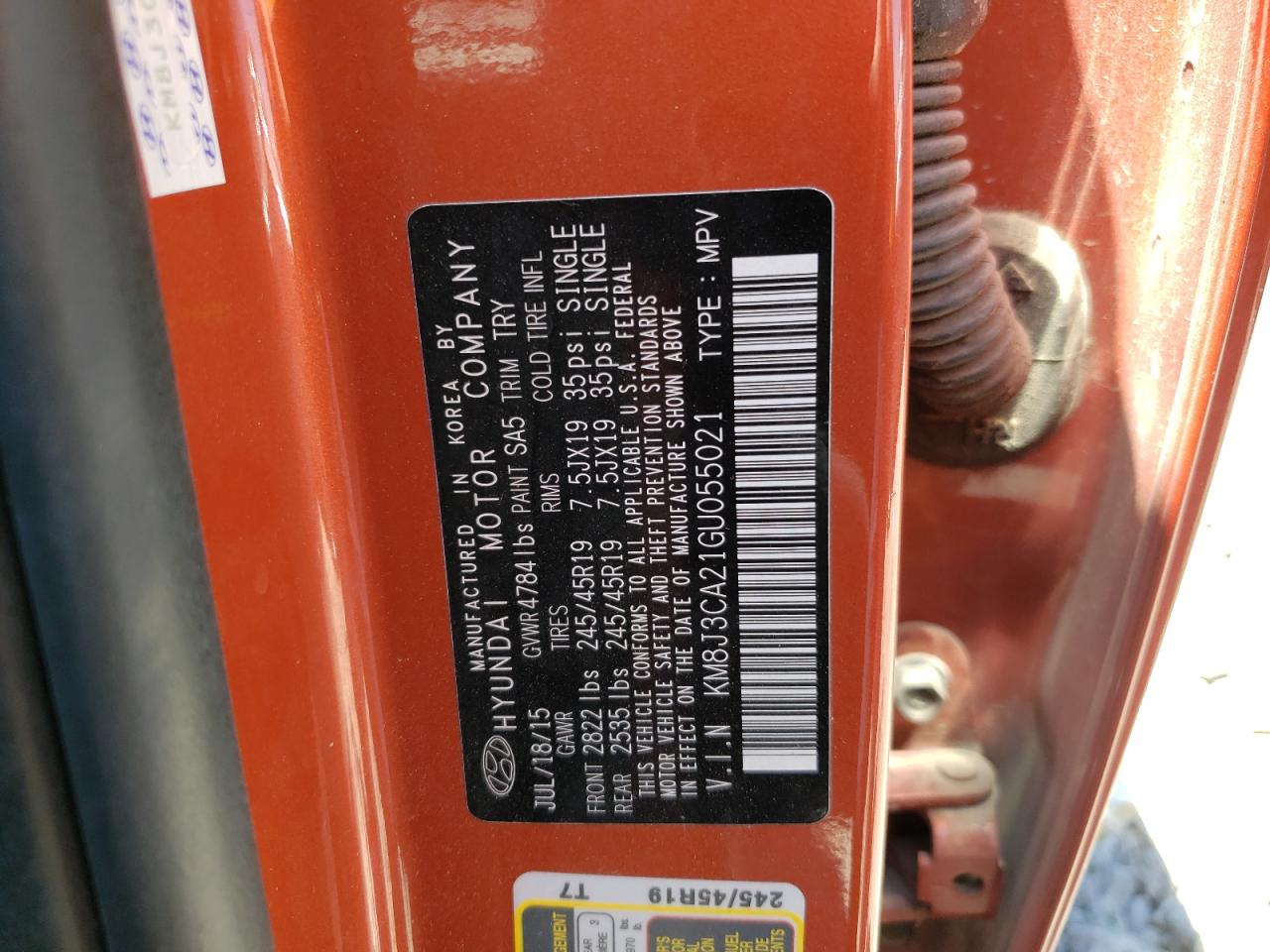 KM8J3CA21GU055021 2016 Hyundai Tucson Limited