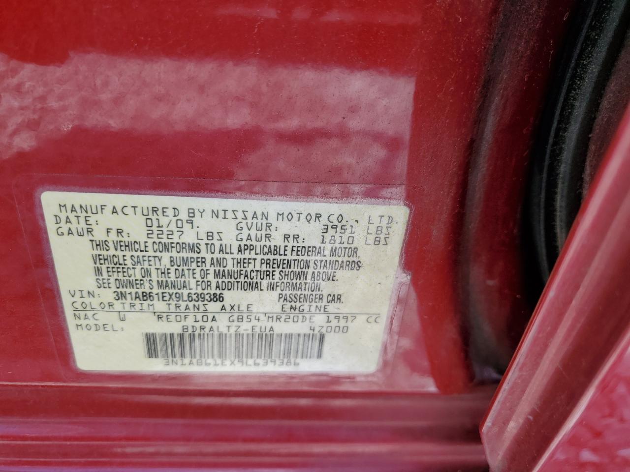 3N1AB61EX9L639386 2009 Nissan Sentra 2.0