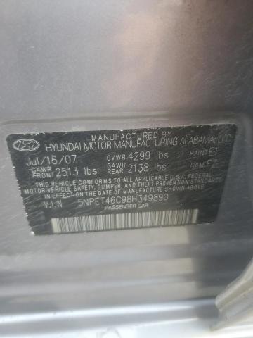 2008 Hyundai Sonata Gls VIN: 5NPET46C98H349890 Lot: 62286514