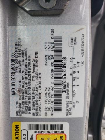 2018 Ford Fusion Se VIN: 3FA6P0H76JR189638 Lot: 61701244