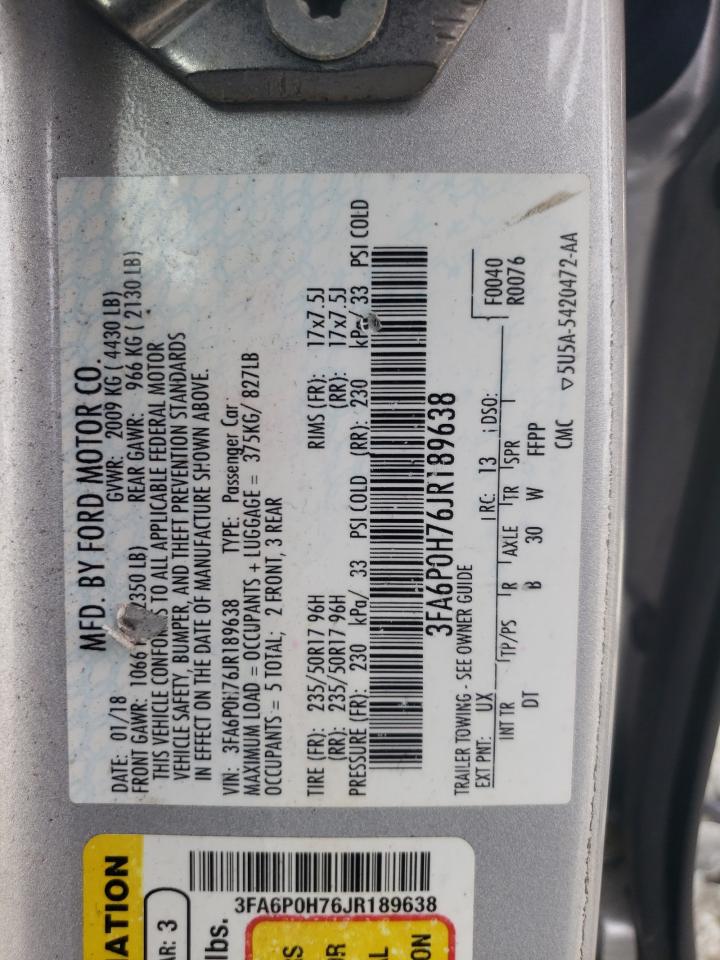 3FA6P0H76JR189638 2018 Ford Fusion Se
