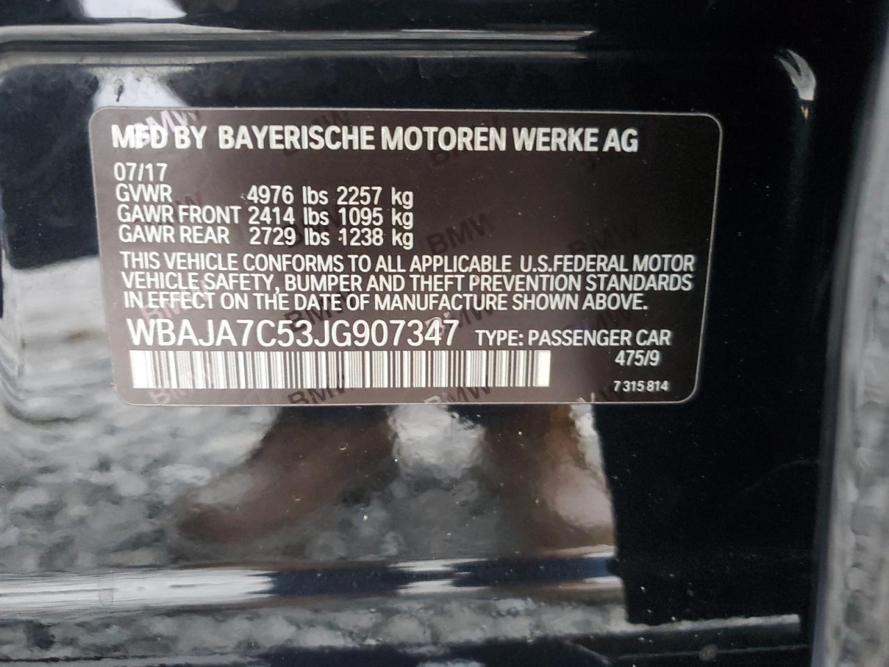 WBAJA7C53JG907347 2018 BMW 530 Xi
