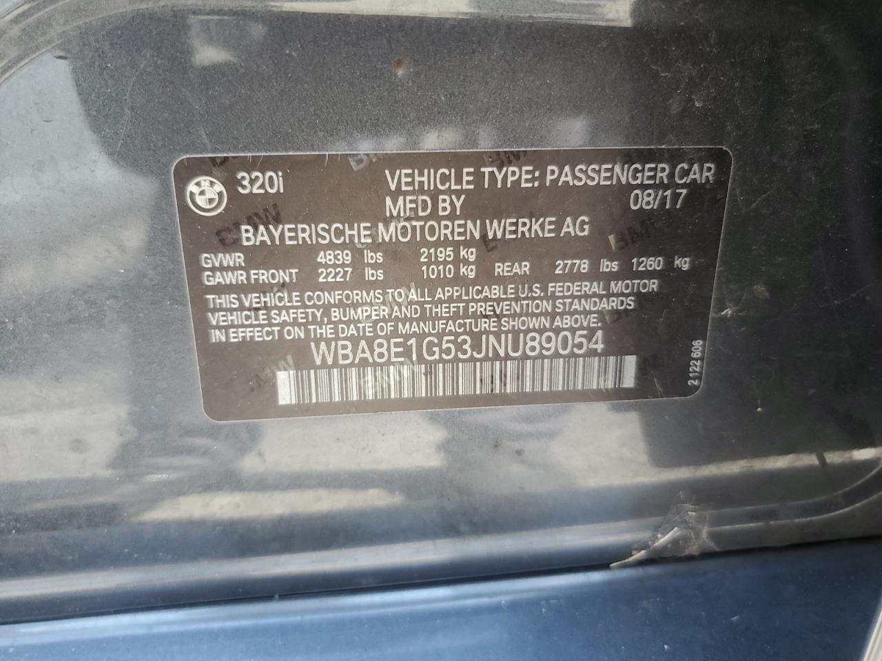 WBA8E1G53JNU89054 2018 BMW 320 I