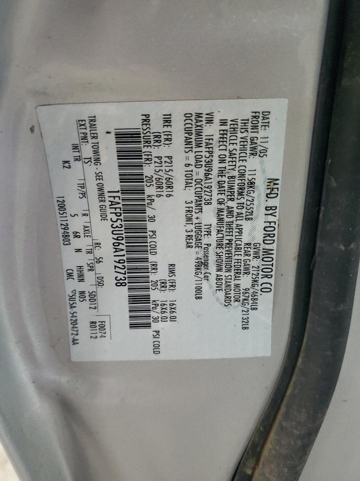 1FAFP53U96A192738 2006 Ford Taurus Se