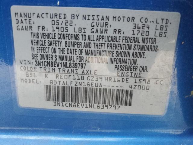 2022 Nissan Versa Sv VIN: 3N1CN8EV1NL839797 Lot: 62191354