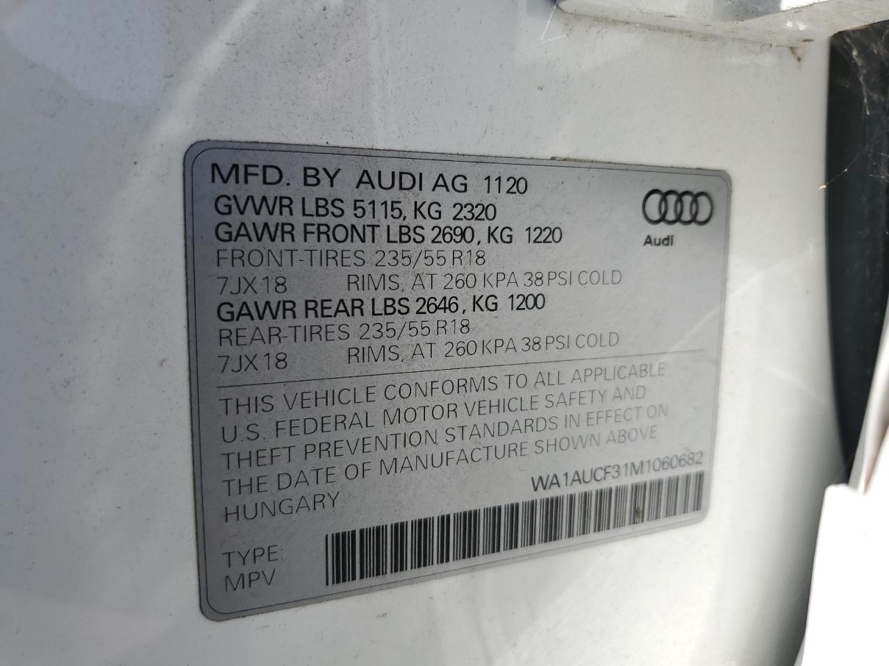 WA1AUCF31M1060682 2021 Audi Q3 Premium 40