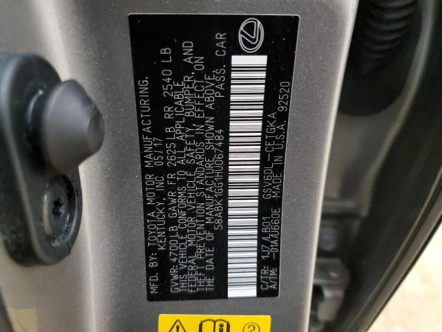 2017 Lexus Es 350 VIN: 58ABK1GG1HU067484 Lot: 62401294