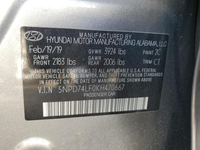 2019 Hyundai Elantra Se VIN: 5NPD74LF0KH470667 Lot: 60653714