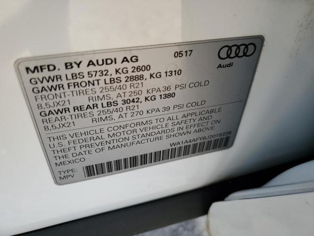 2018 Audi Sq5 Premium Plus VIN: WA1A4AFY6J2015226 Lot: 61405984