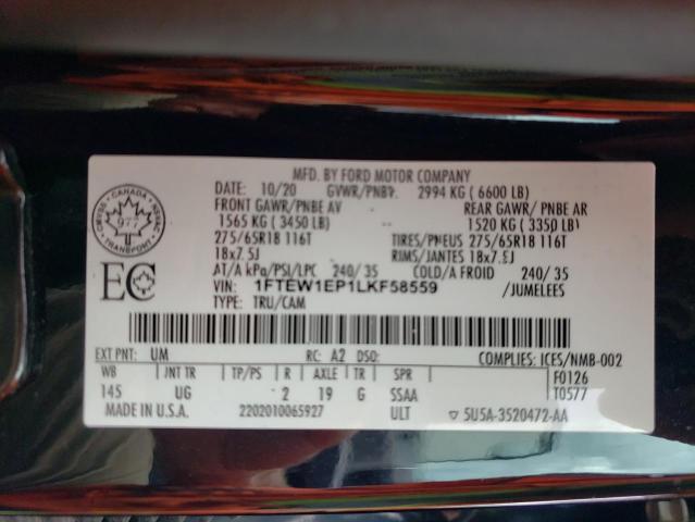 2020 FORD F150 SUPER - 1FTEW1EP1LKF58559
