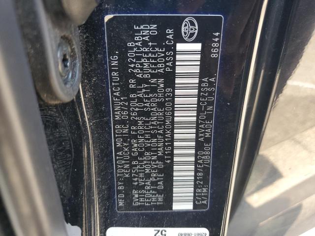 VIN 4T1G11AK0MU600139 2021 Toyota Camry, SE no.12