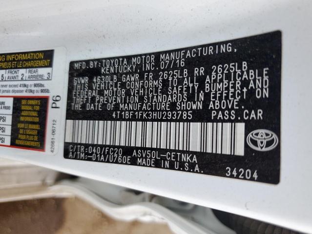 2017 TOYOTA CAMRY LE - 4T1BF1FK3HU293785