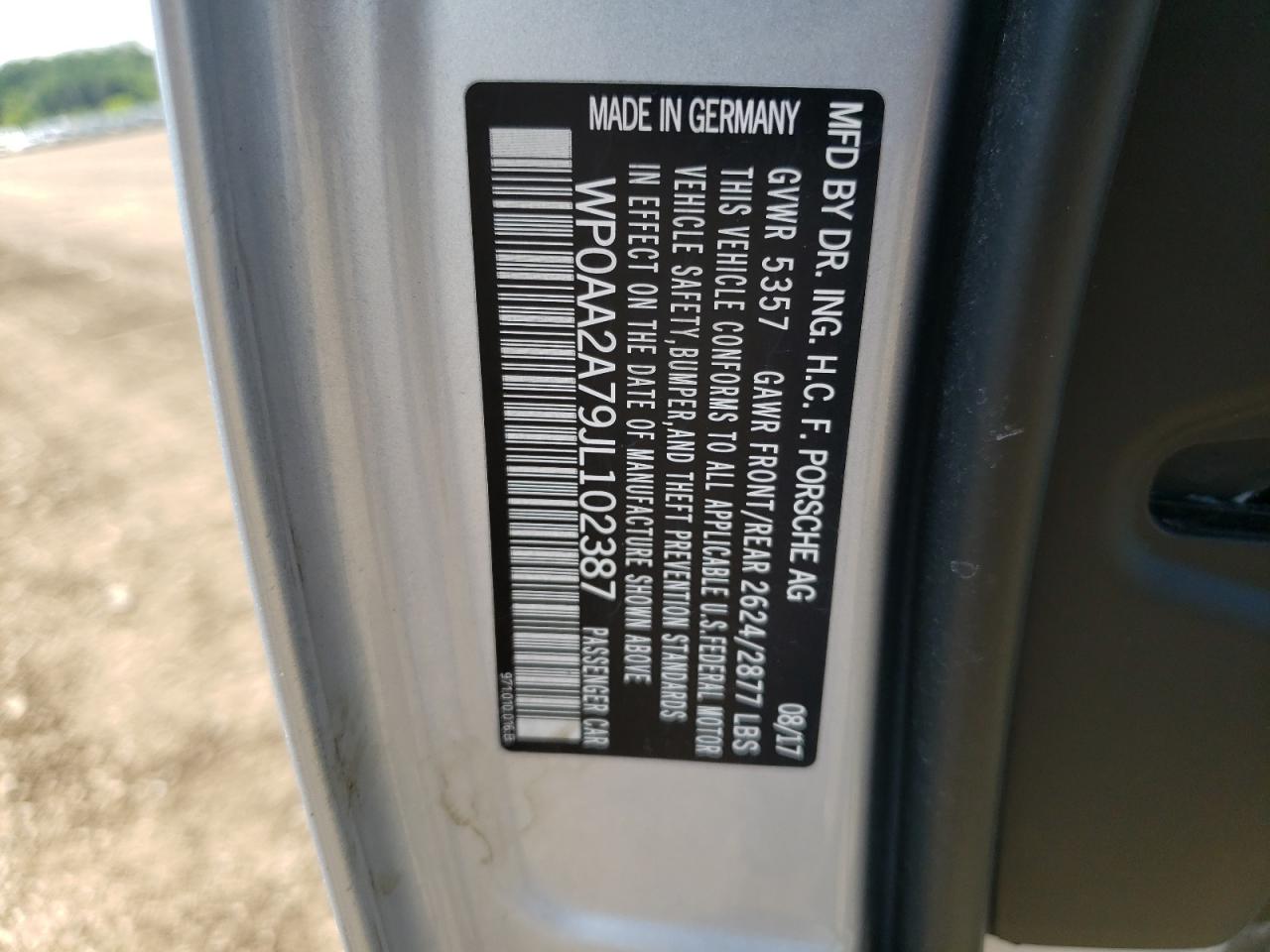 WP0AA2A79JL102387 2018 Porsche Panamera 4