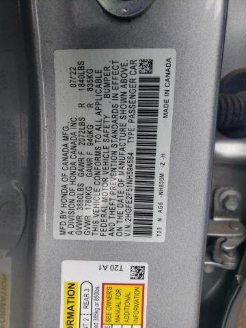 2022 HONDA CIVIC SPOR - 2HGFE2F51NH594564