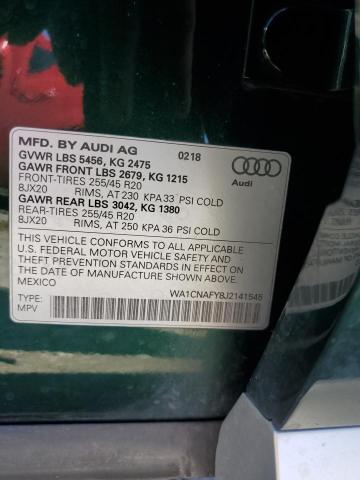 2018 Audi Q5 Prestige VIN: WA1CNAFY8J2141545 Lot: 61917254