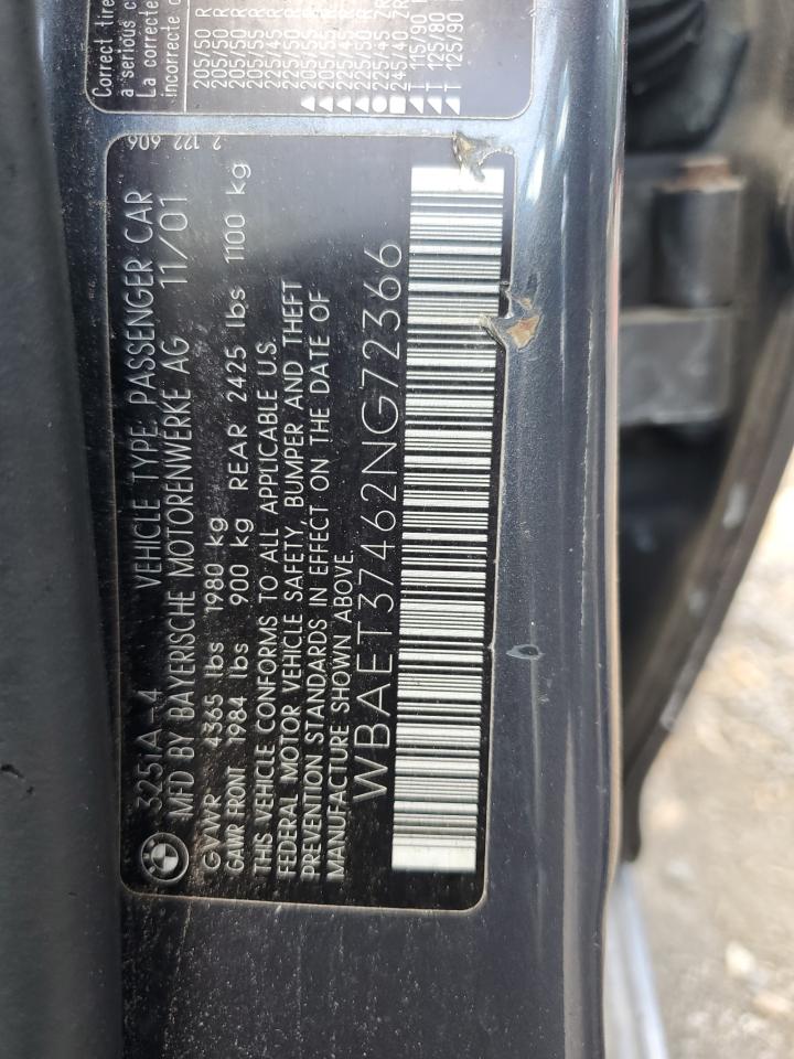 WBAET37462NG72366 2002 BMW 325 I