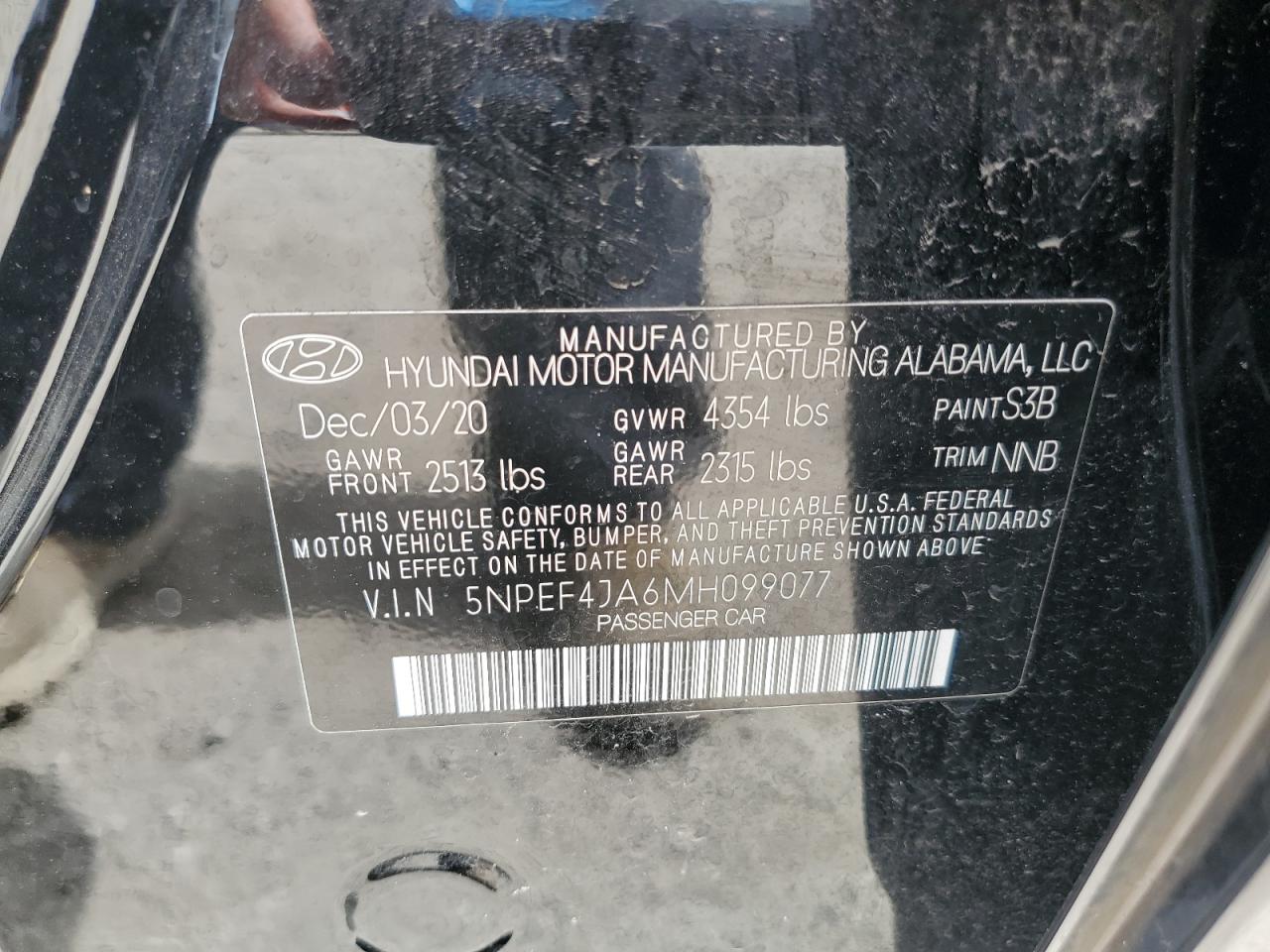 5NPEF4JA6MH099077 2021 Hyundai Sonata Sel