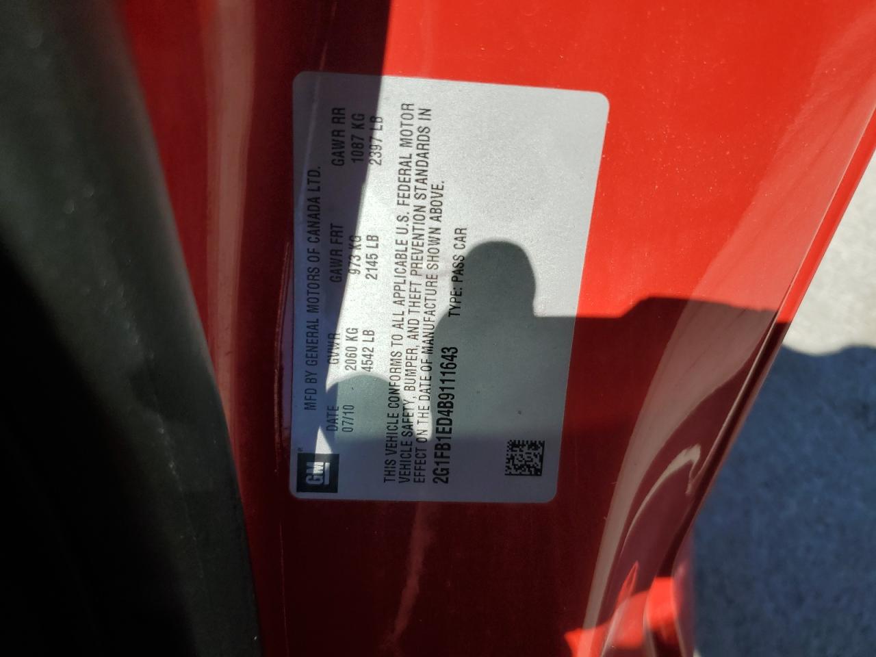 2G1FB1ED4B9111643 2011 Chevrolet Camaro Lt