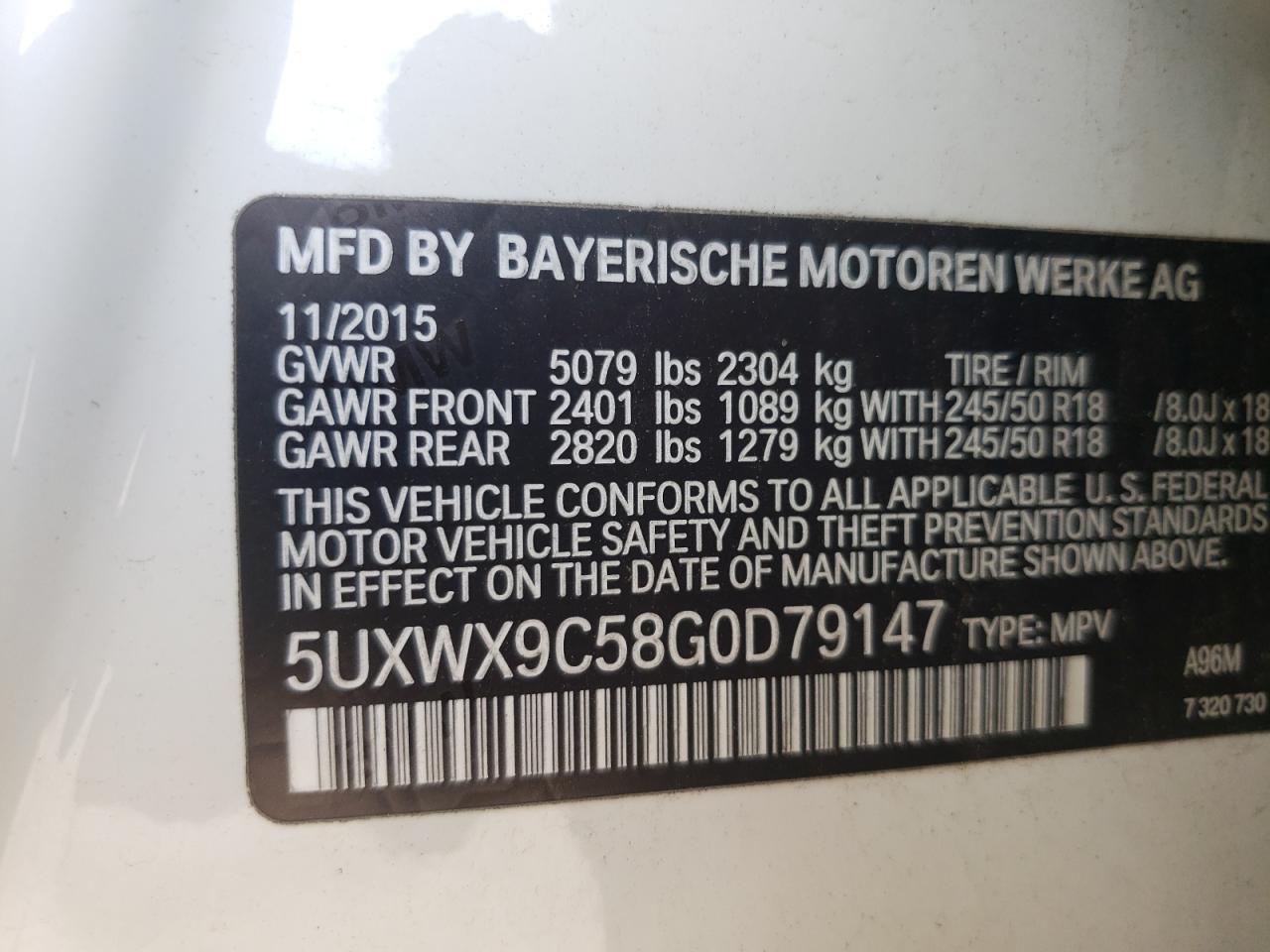 5UXWX9C58G0D79147 2016 BMW X3 xDrive28I