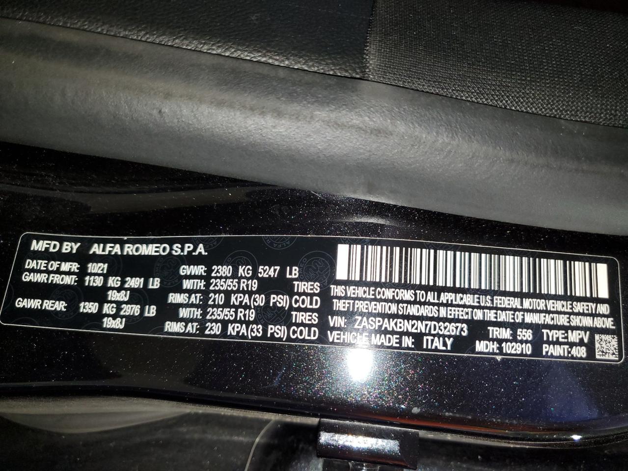 ZASPAKBN2N7D32673 2022 Alfa Romeo Stelvio Ti