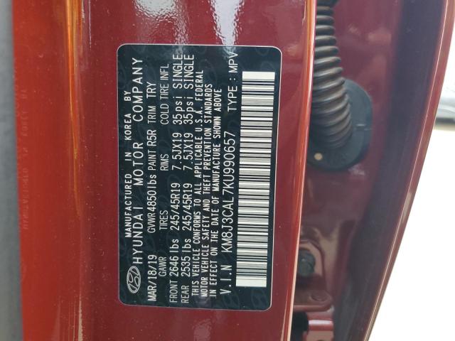 2019 Hyundai Tucson Limited VIN: KM8J3CAL7KU990657 Lot: 61888564