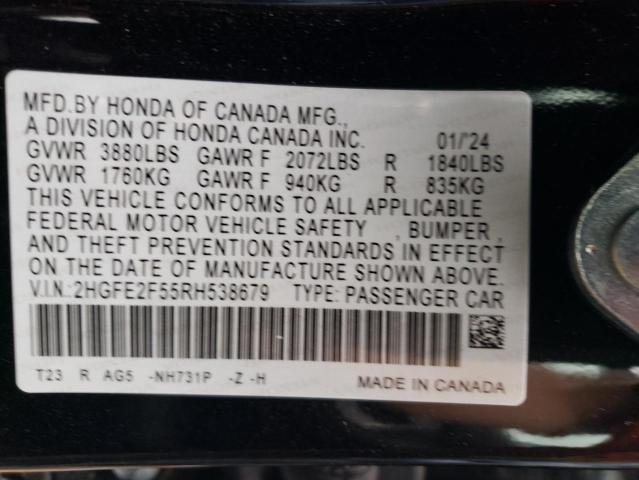 2HGFE2F55RH538679 2024 Honda Civic Sport