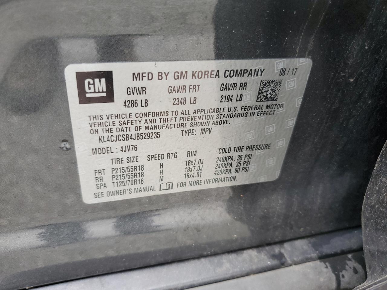 KL4CJCSB4JB529235 2018 Buick Encore Essence