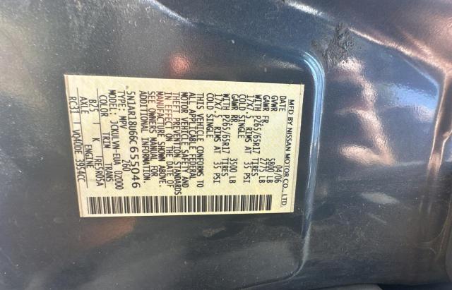 2006 Nissan Pathfinder Le VIN: 5N1AR18U66C655046 Lot: 63319074