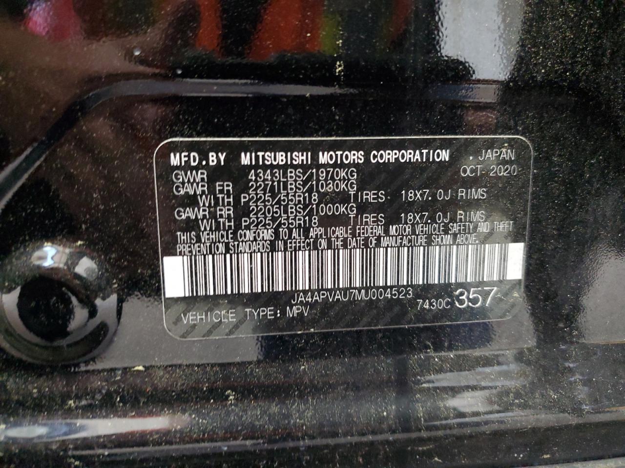 JA4APVAU7MU004523 2021 Mitsubishi Outlander Sport Se