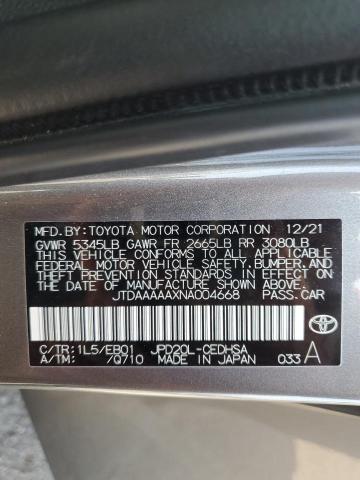 2022 TOYOTA MIRAI LE JTDAAAAAXNA004668