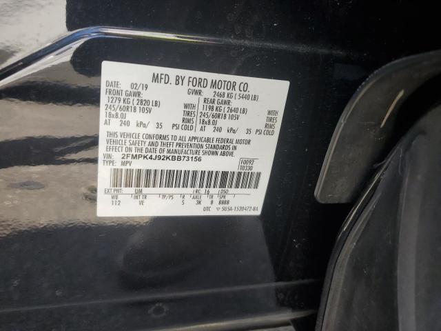 2019 Ford Edge Sel VIN: 2FMPK4J92KBB73156 Lot: 61443584