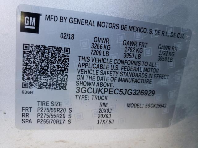 2018 CHEVROLET SILVERADO - 3GCUKPEC5JG326929