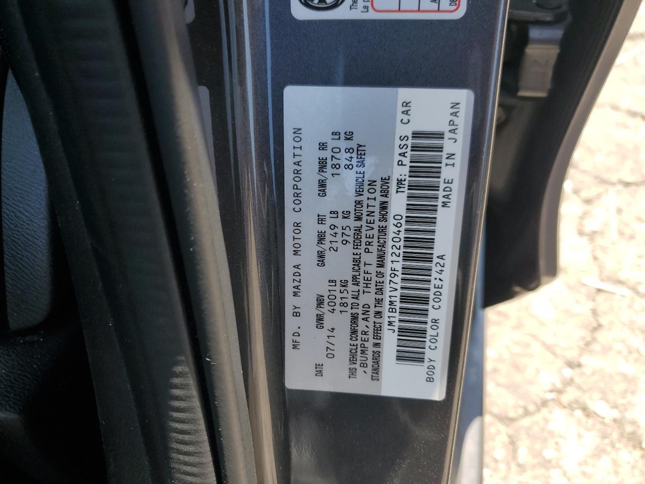 JM1BM1V79F1220460 2015 Mazda 3 Touring