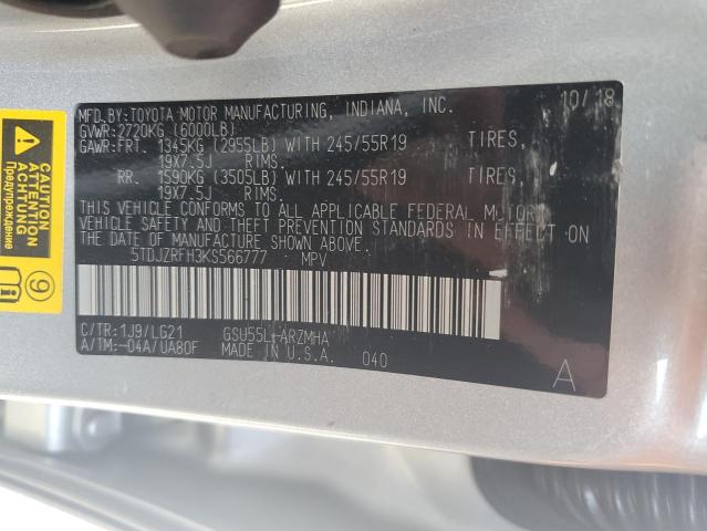 2019 TOYOTA HIGHLANDER - 5TDJZRFH3KS566777