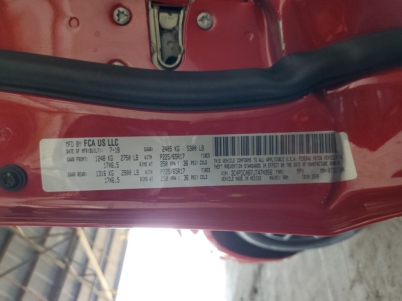 3C4PDCAB7JT474956 2018 Dodge Journey Se