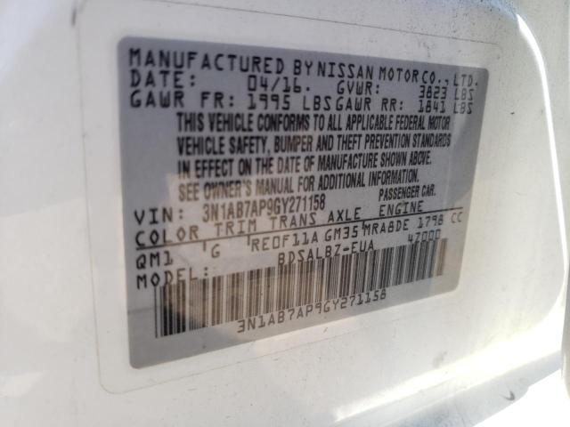 2016 Nissan Sentra S VIN: 3N1AB7AP9GY271158 Lot: 61675754