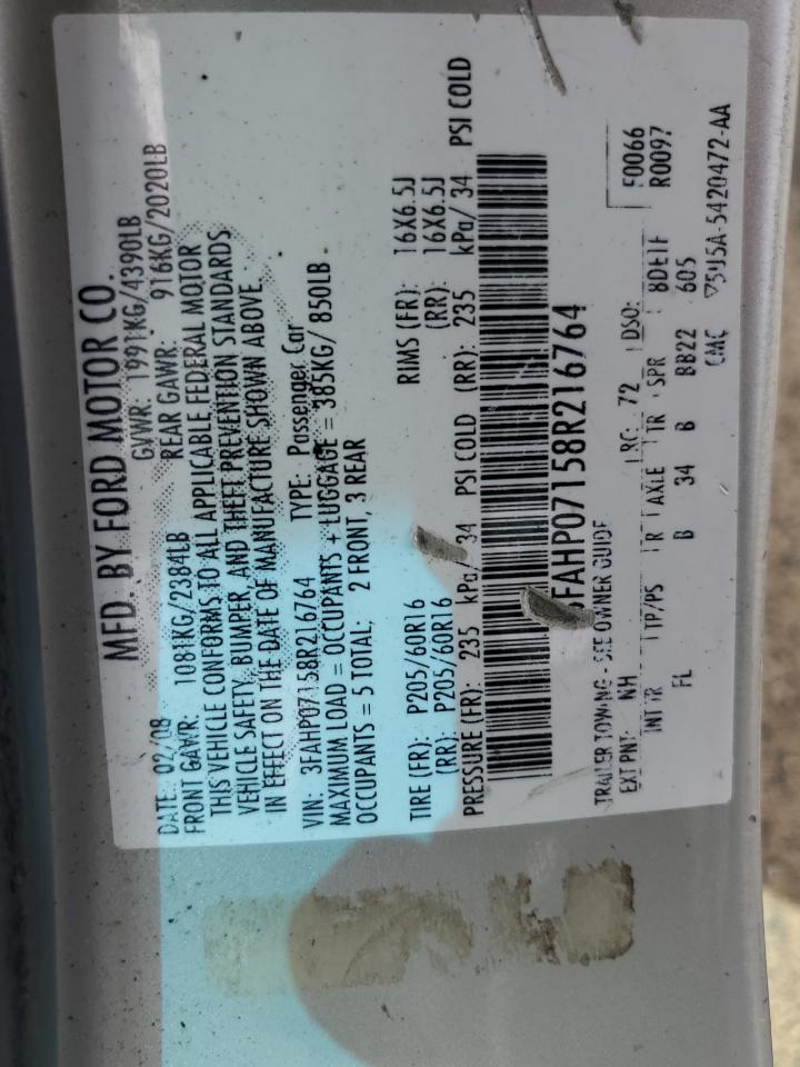 3FAHP07158R216764 2008 Ford Fusion Se