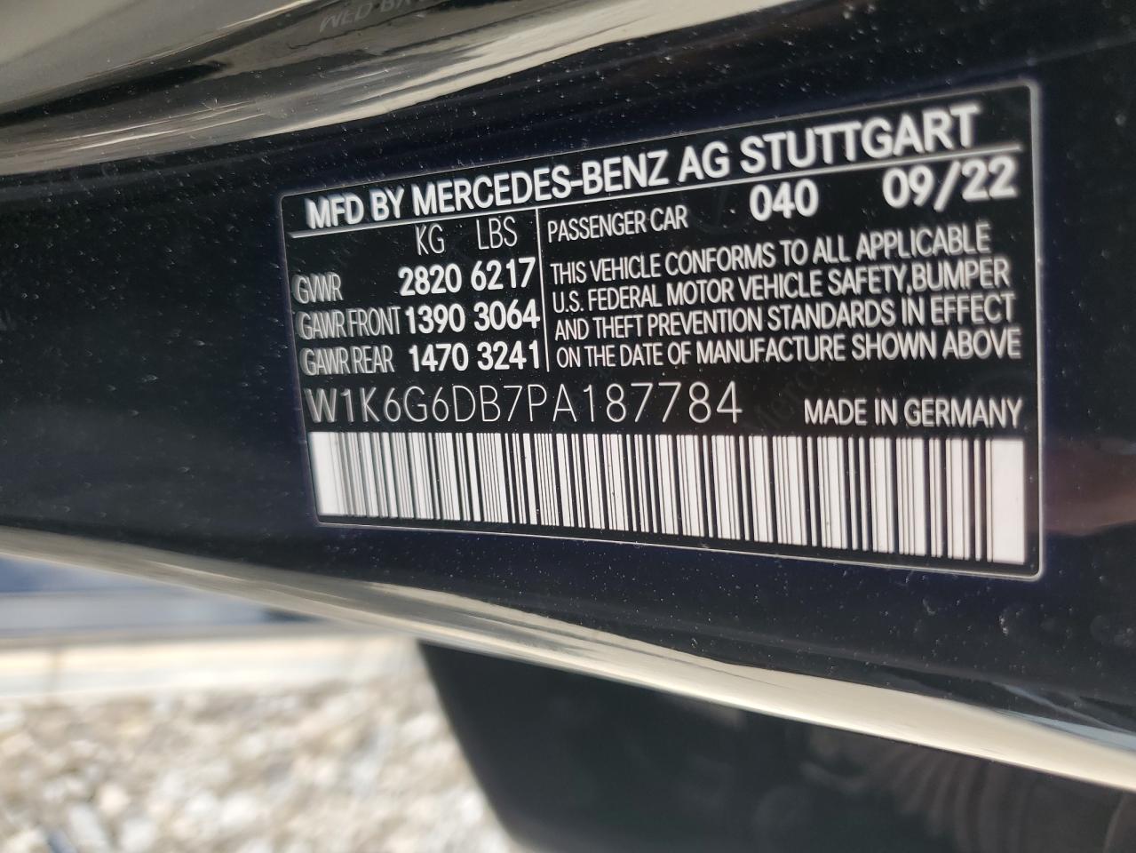 W1K6G6DB7PA187784 2023 Mercedes-Benz S 500 4Matic